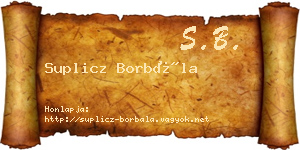 Suplicz Borbála névjegykártya